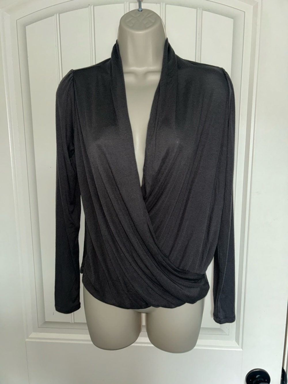 NWT Hello Nite Gray Surplice Long-Sleeve Women's Top Sz S